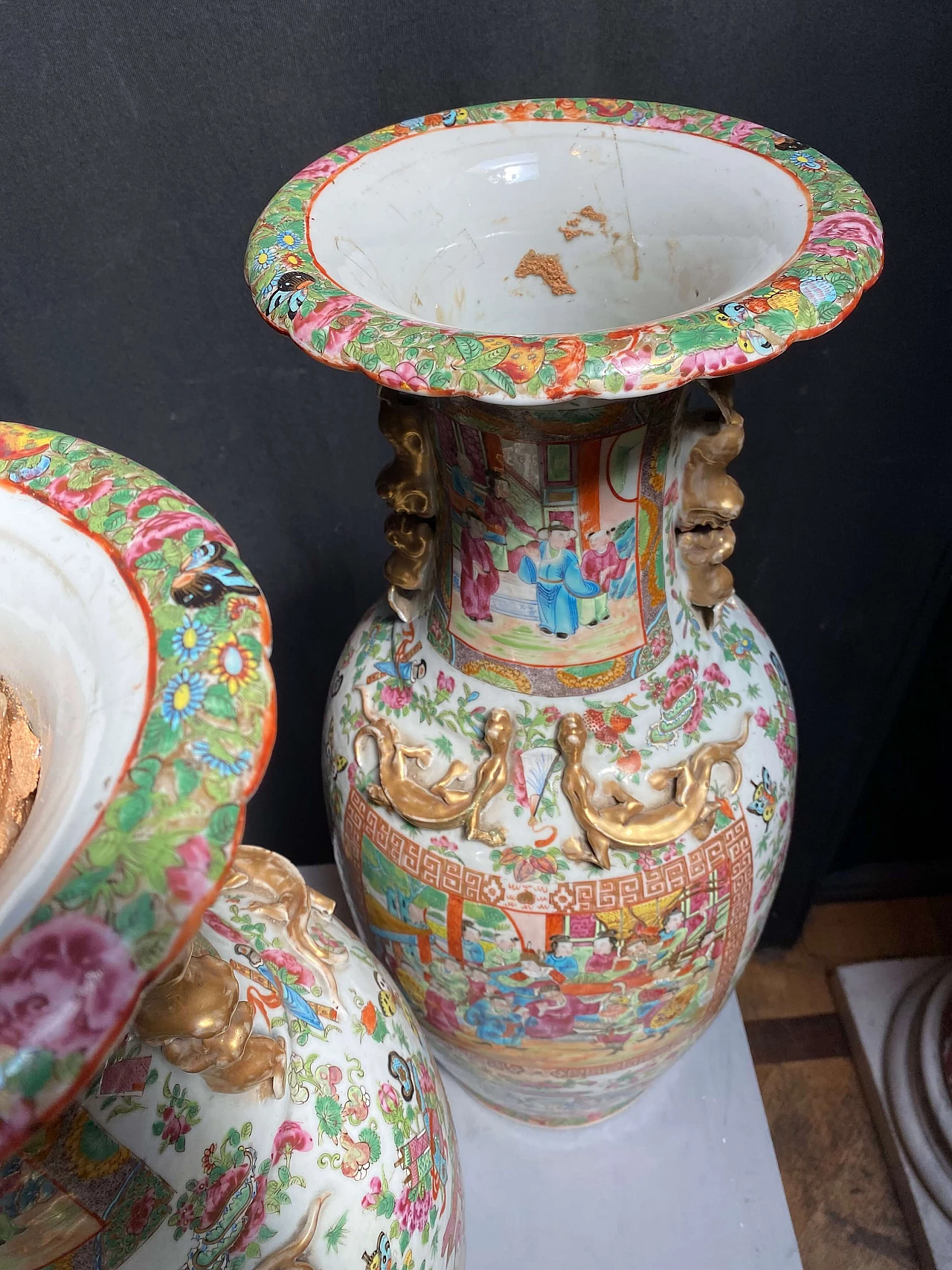 Pair of big chinese ceramic vases Canton, end of 1800 1248511