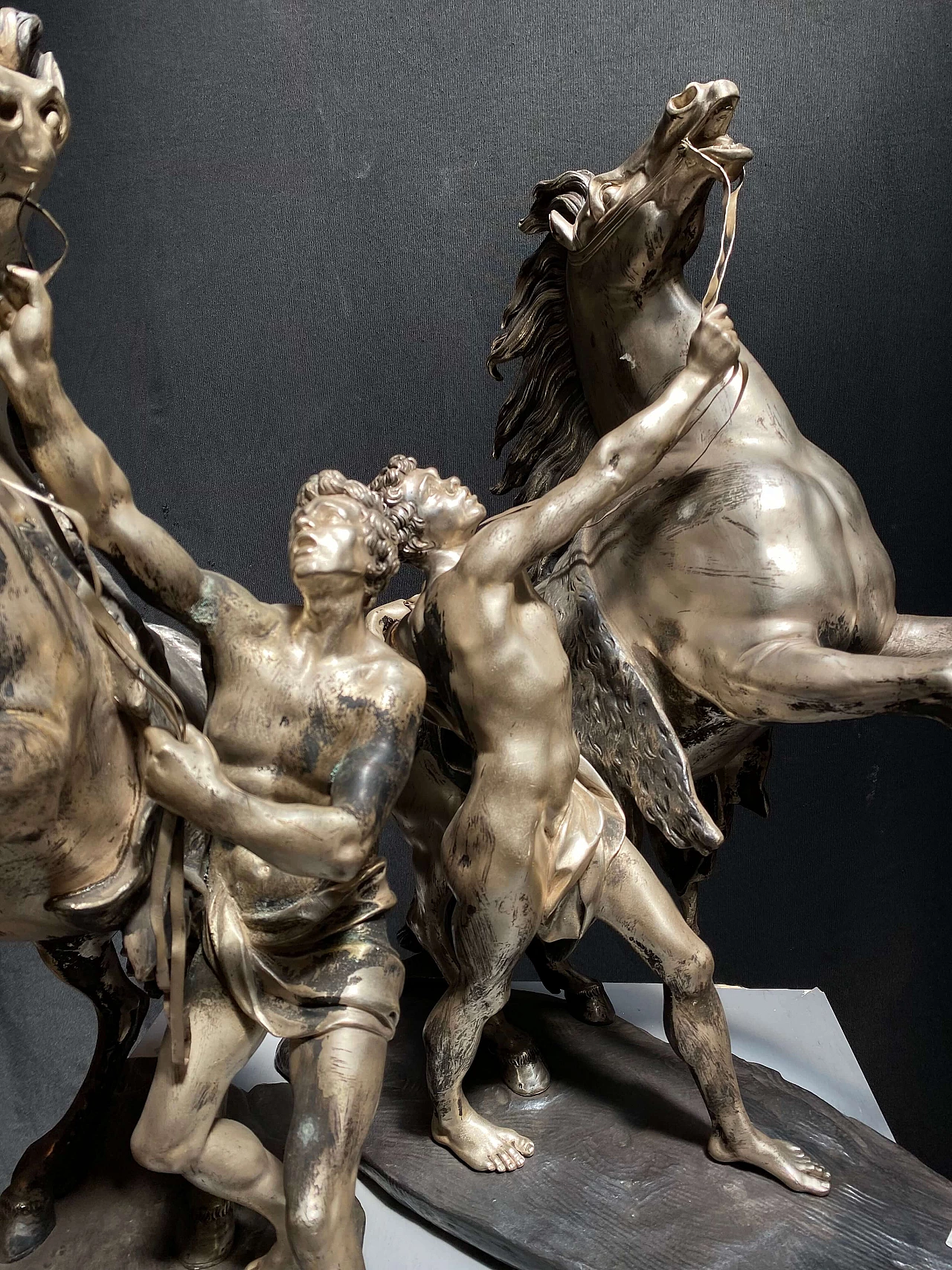 Pair of equestrian statues in silver bronze, late 19th century 1248522