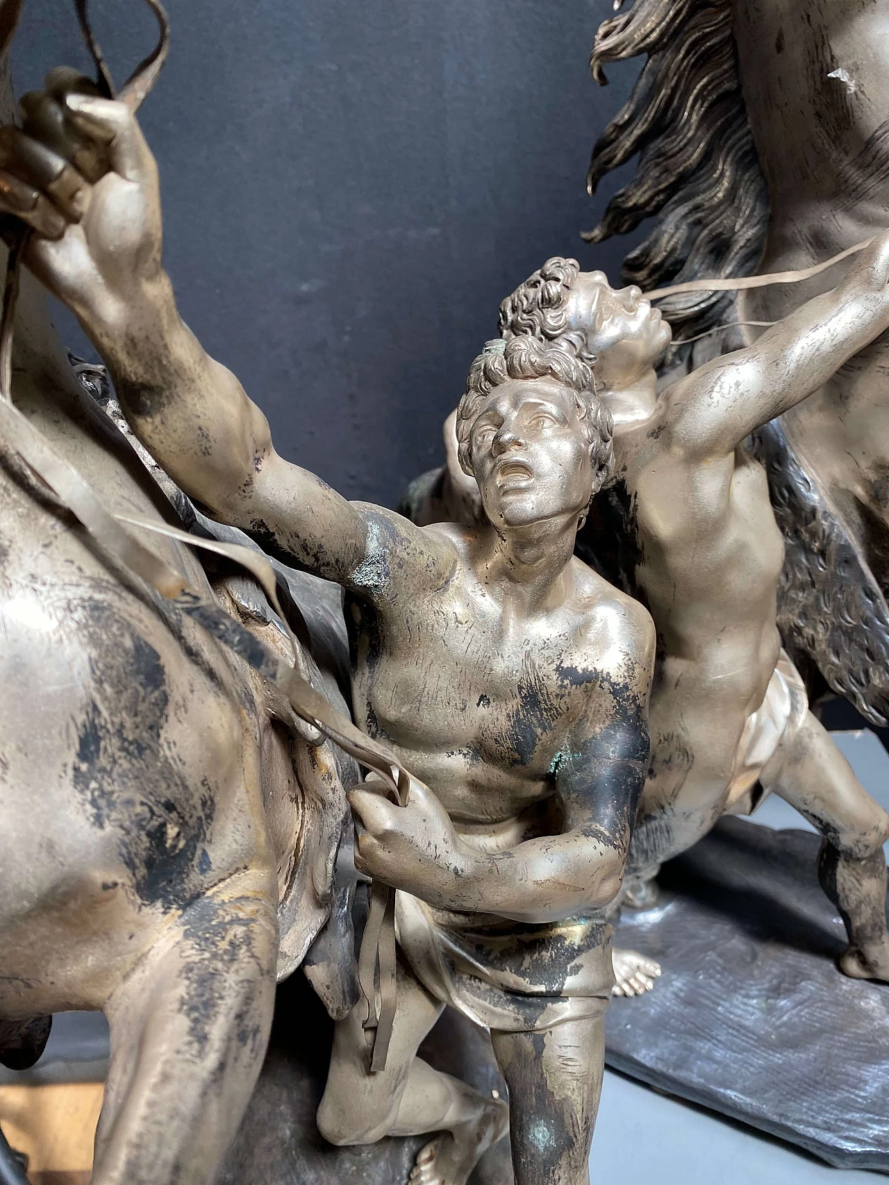 Pair of equestrian statues in silver bronze, late 19th century 1248524