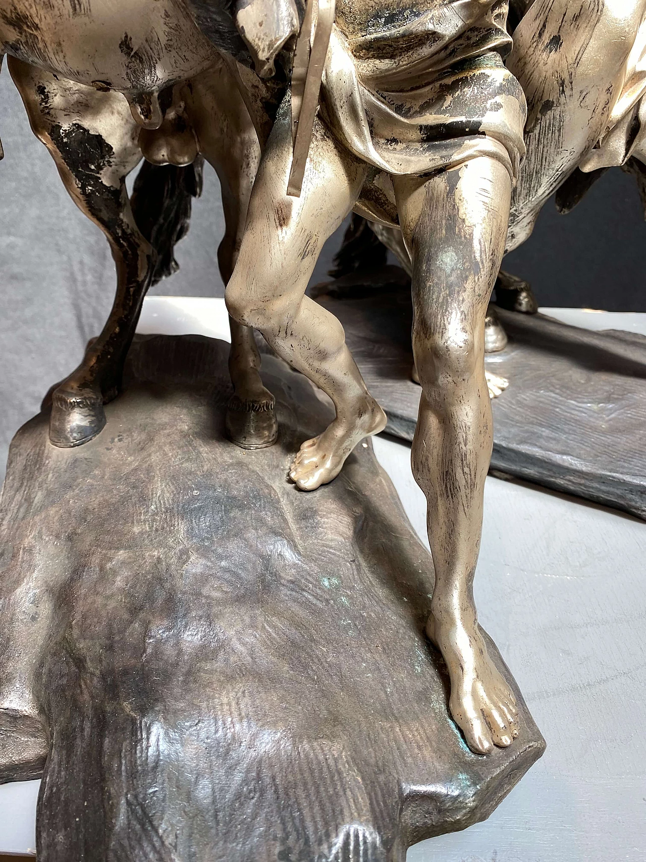 Pair of equestrian statues in silver bronze, late 19th century 1248525