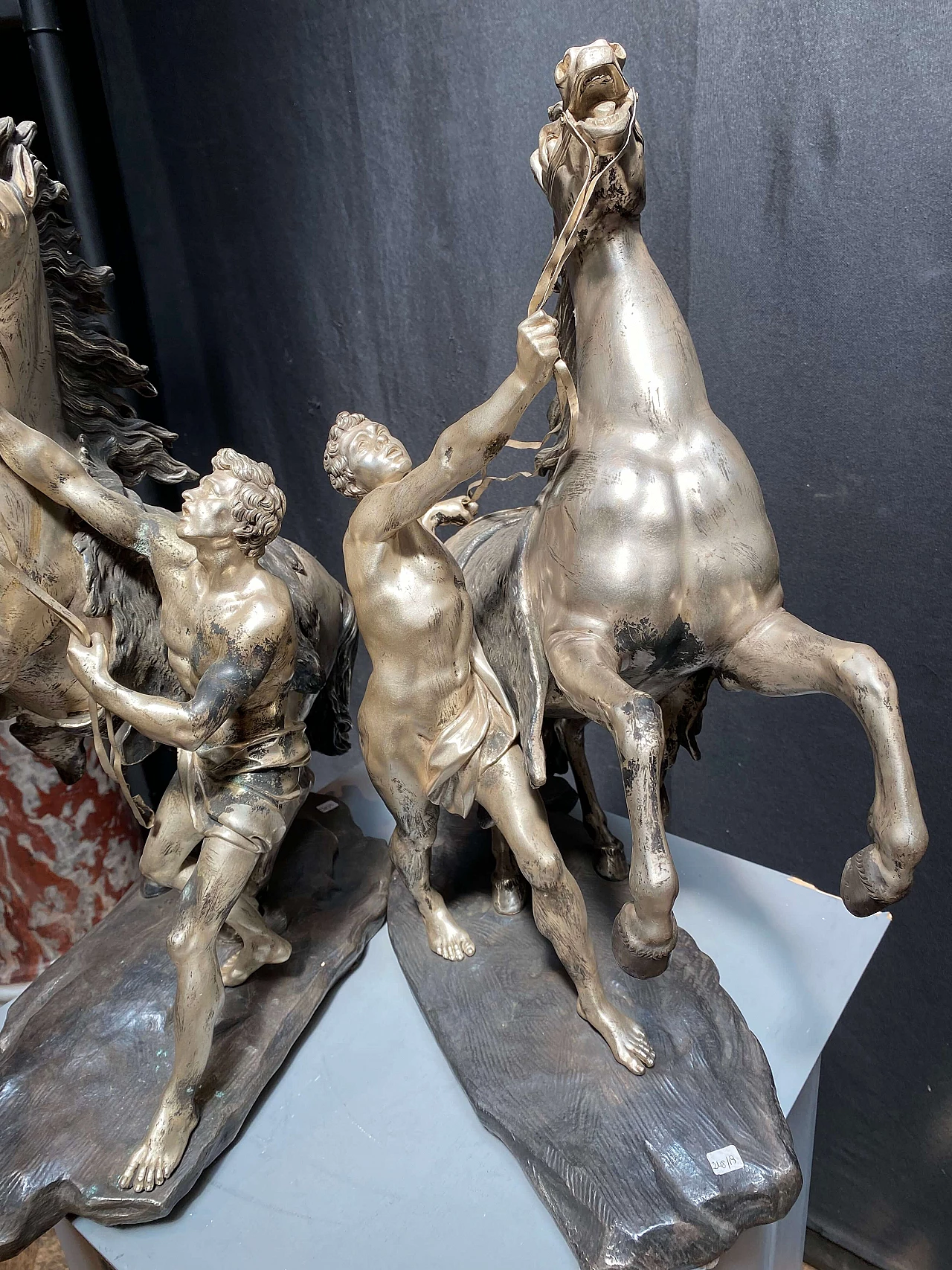 Pair of equestrian statues in silver bronze, late 19th century 1248528