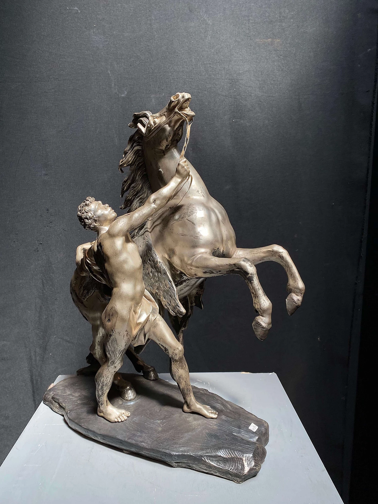 Pair of equestrian statues in silver bronze, late 19th century 1248529