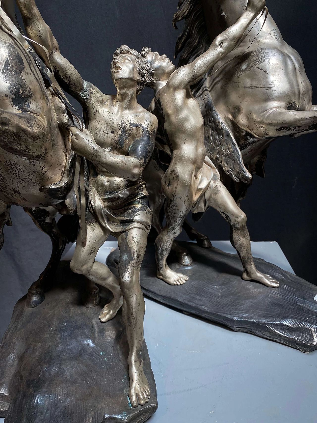 Pair of equestrian statues in silver bronze, late 19th century 1248531