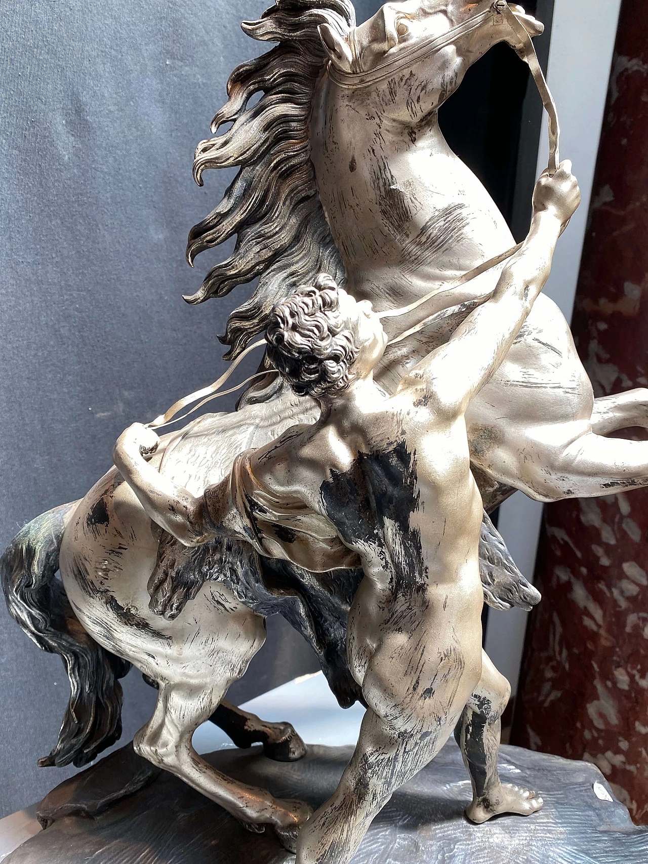 Pair of equestrian statues in silver bronze, late 19th century 1248532