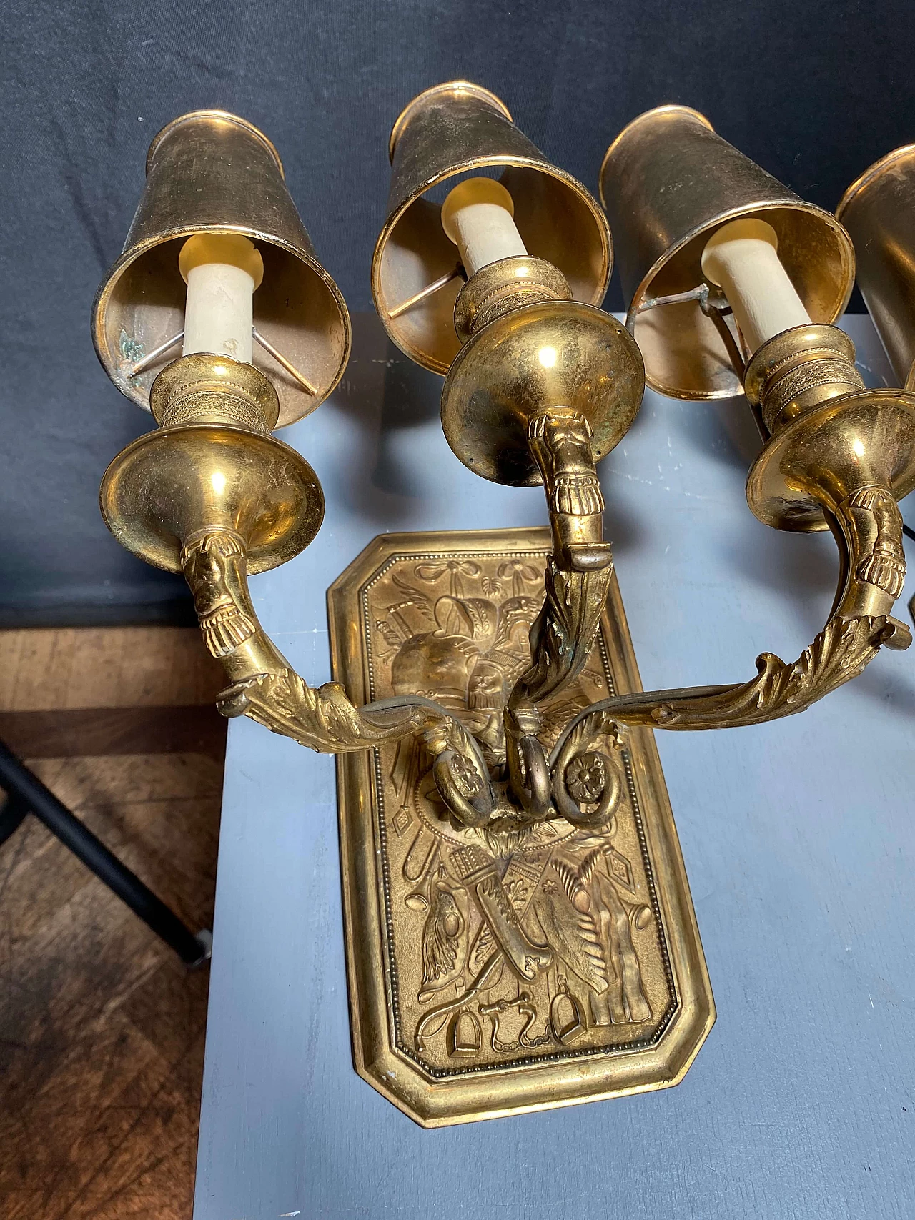 Coppia di applique francesi in bronzo dorato, fine '800 1248551