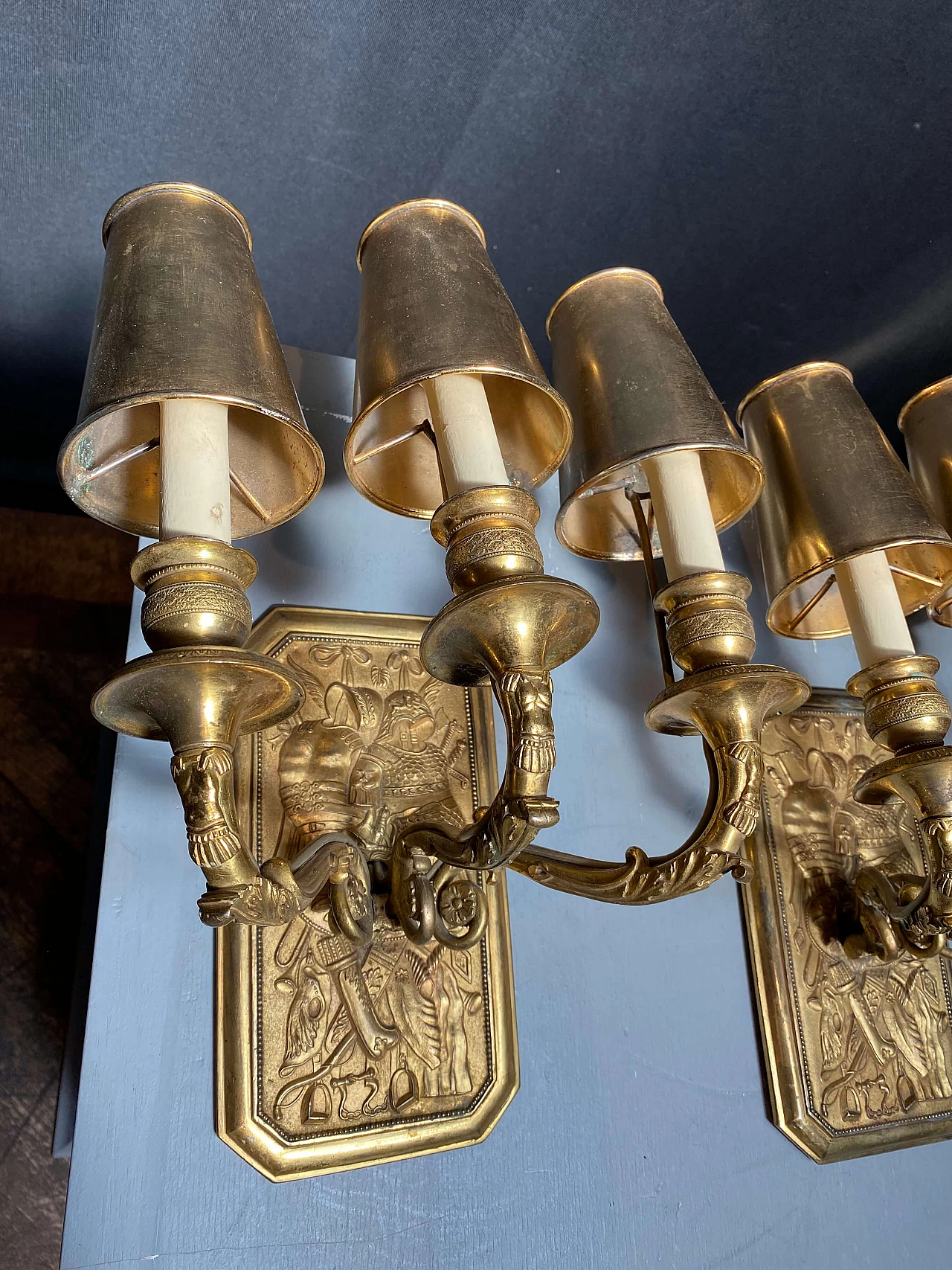 Coppia di applique francesi in bronzo dorato, fine '800 1248553