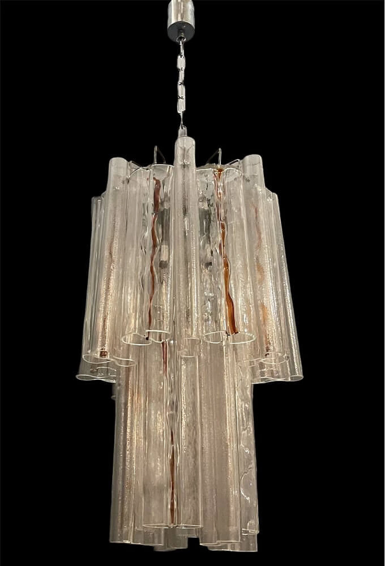 Large tubular Murano glass chandelier, 1970s 1248625