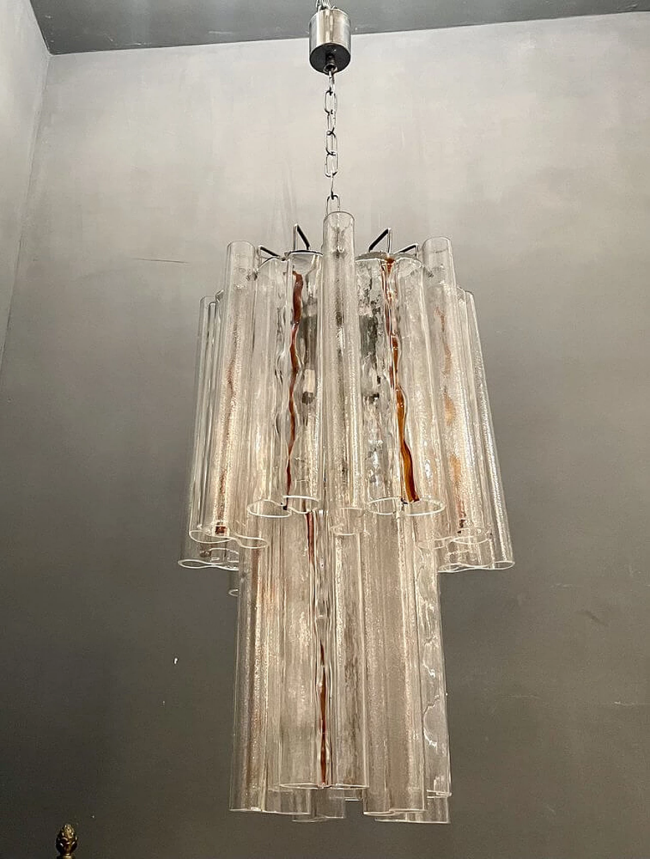 Large tubular Murano glass chandelier, 1970s 1248626