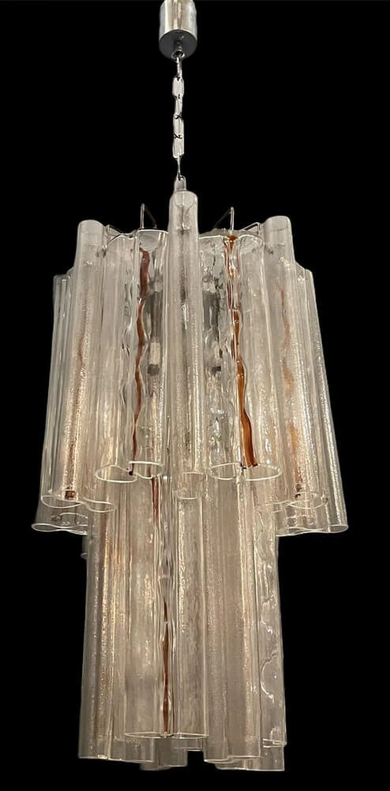 Large tubular Murano glass chandelier, 1970s 1248627