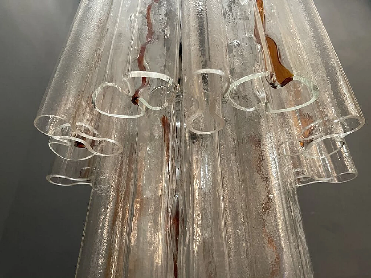 Large tubular Murano glass chandelier, 1970s 1248629