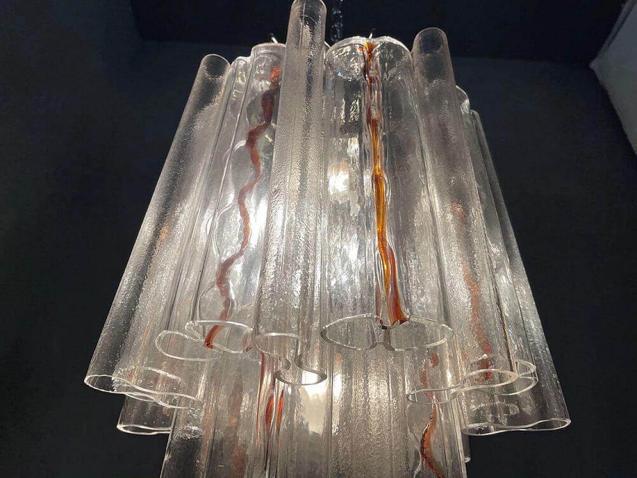 Large tubular Murano glass chandelier, 1970s 1248630