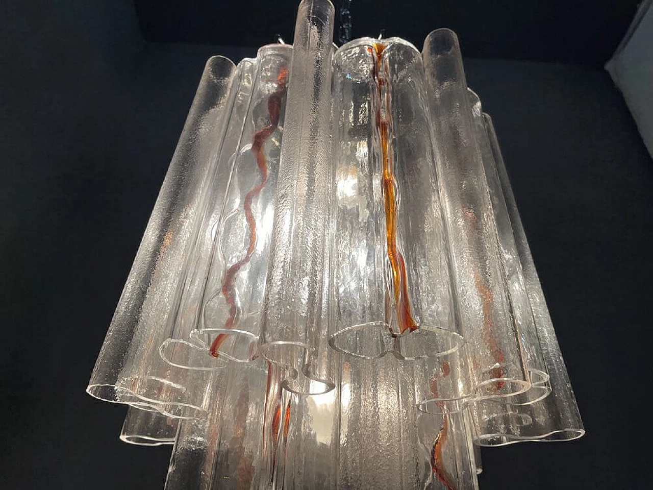 Large tubular Murano glass chandelier, 1970s 1248631