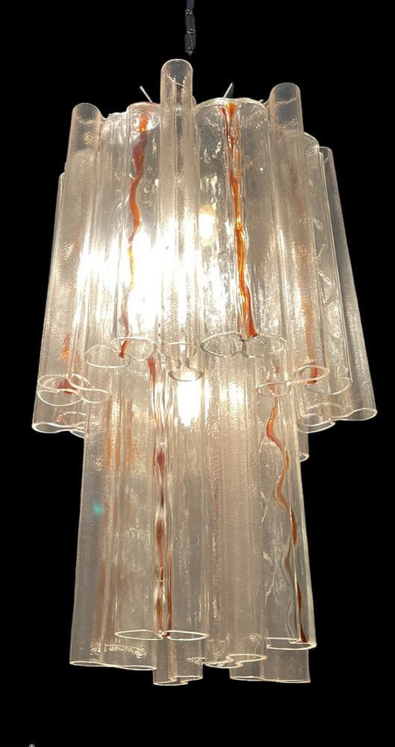 Large tubular Murano glass chandelier, 1970s 1248632