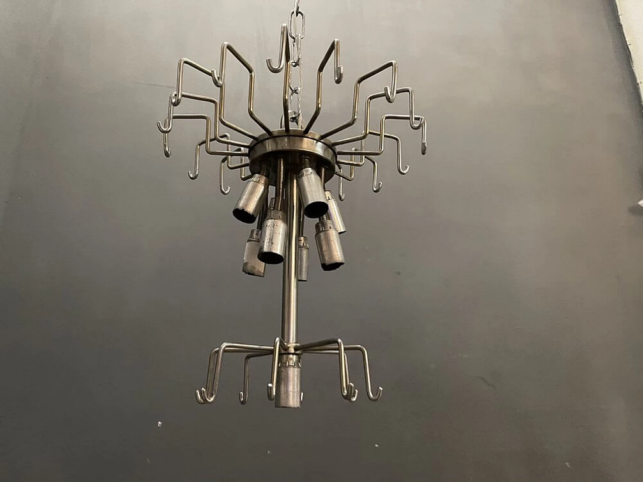 Large tubular Murano glass chandelier, 1970s 1248633