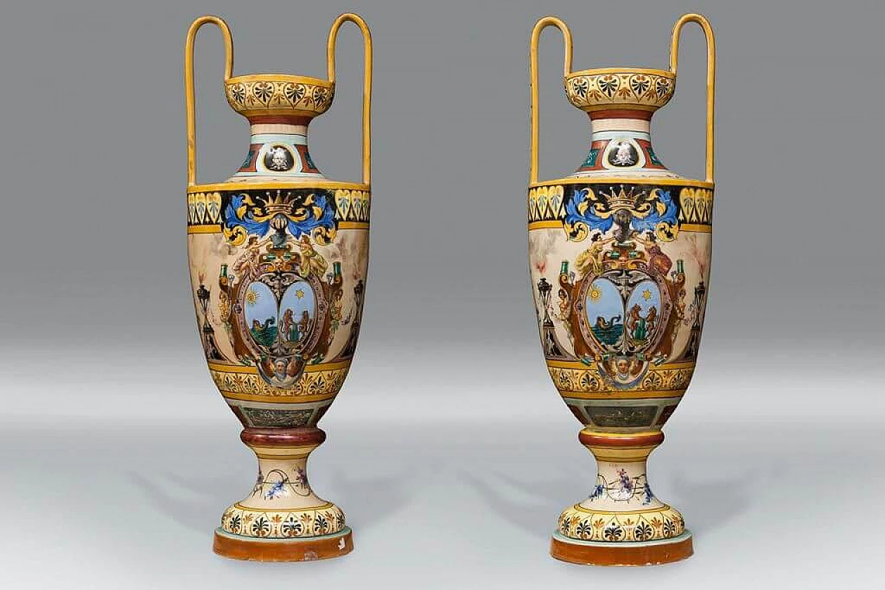Pair of big Neapolitan vases, beginning '900 1248760