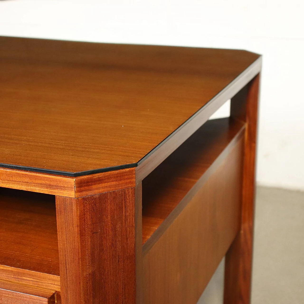 Desk in teak with glass top, 60s 1248765
