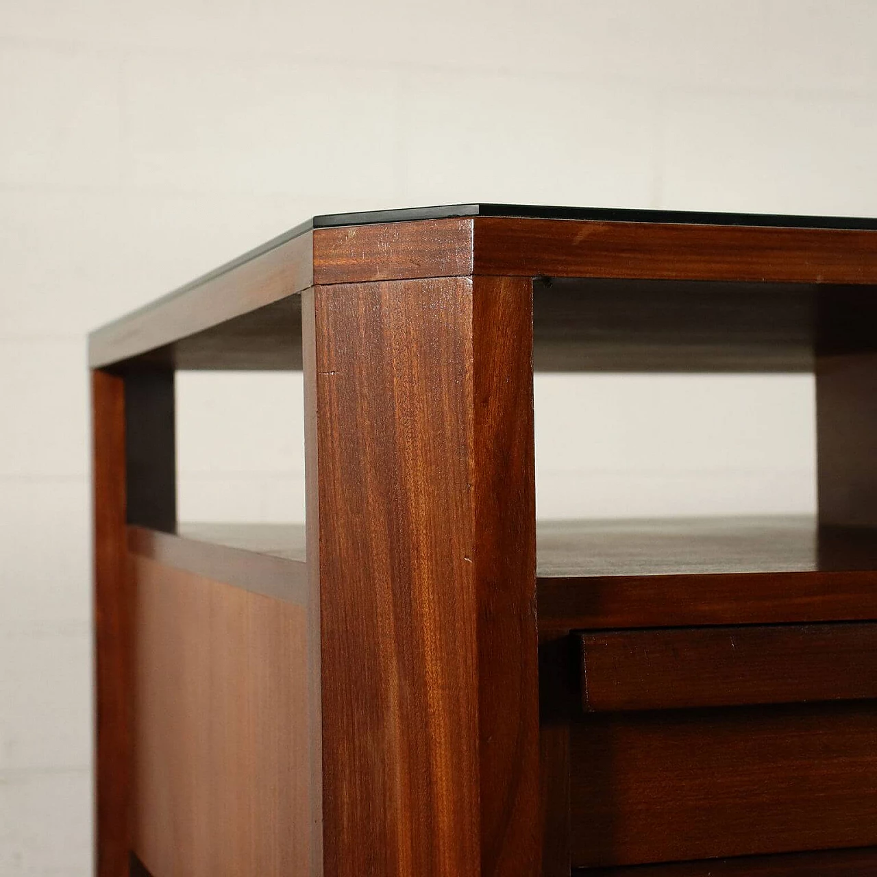 Desk in teak with glass top, 60s 1248766