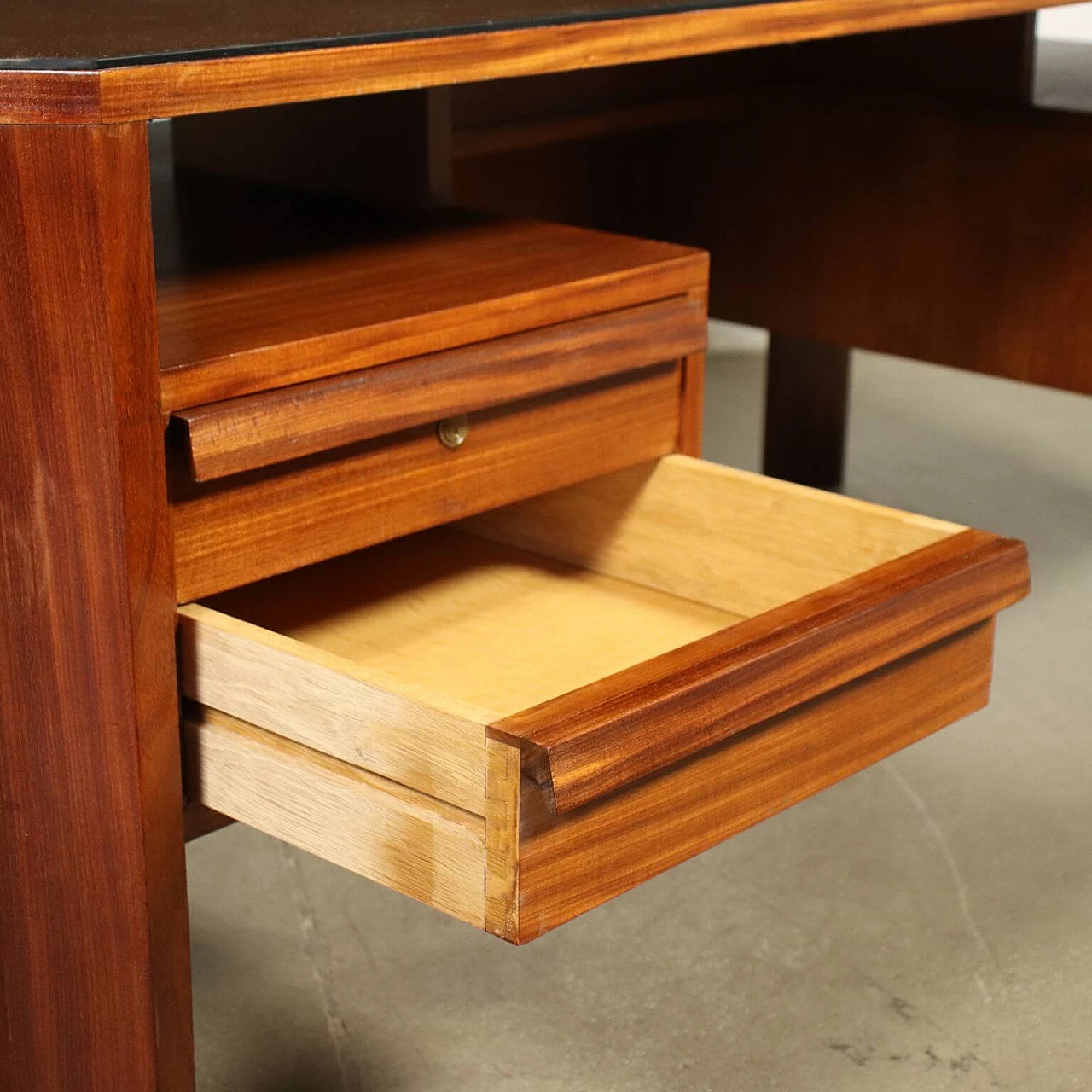 Desk in teak with glass top, 60s 1248768