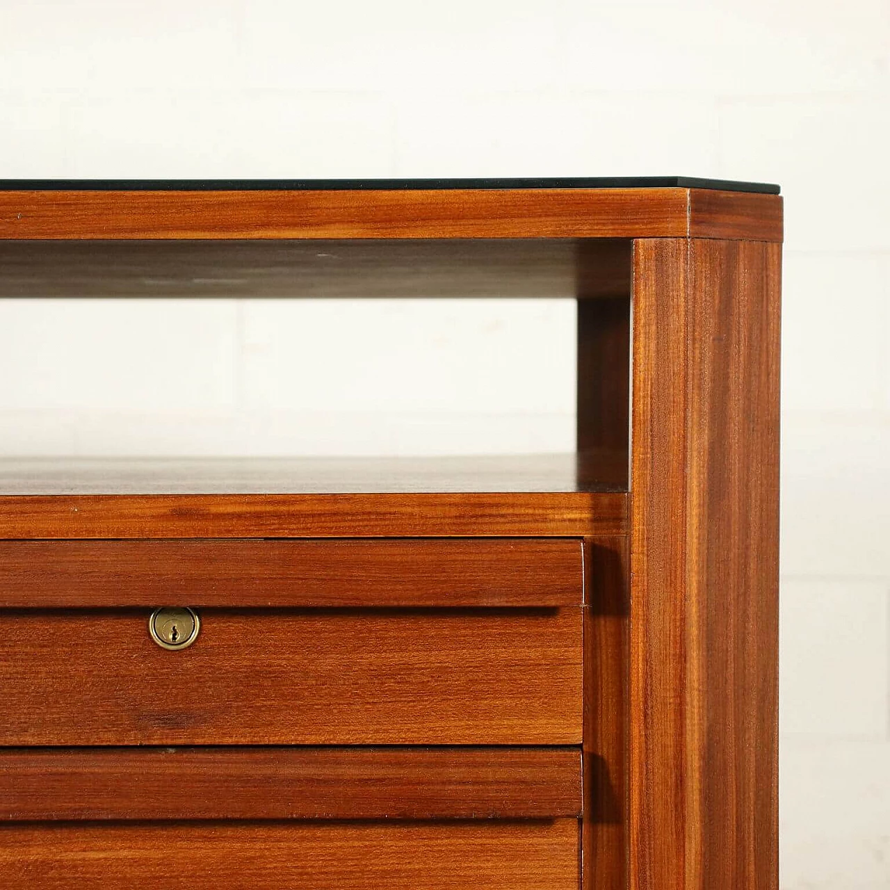 Desk in teak with glass top, 60s 1248771