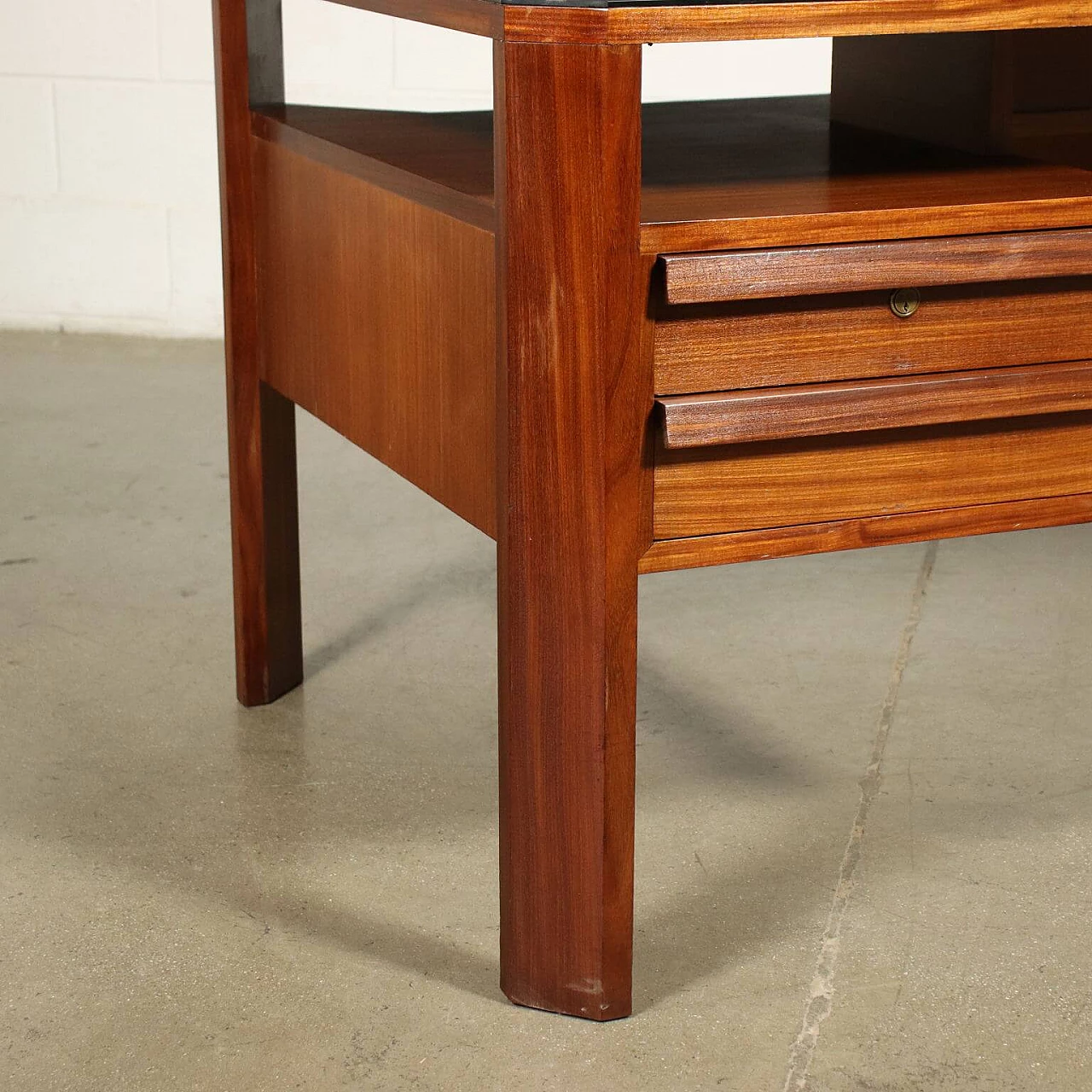 Desk in teak with glass top, 60s 1248772