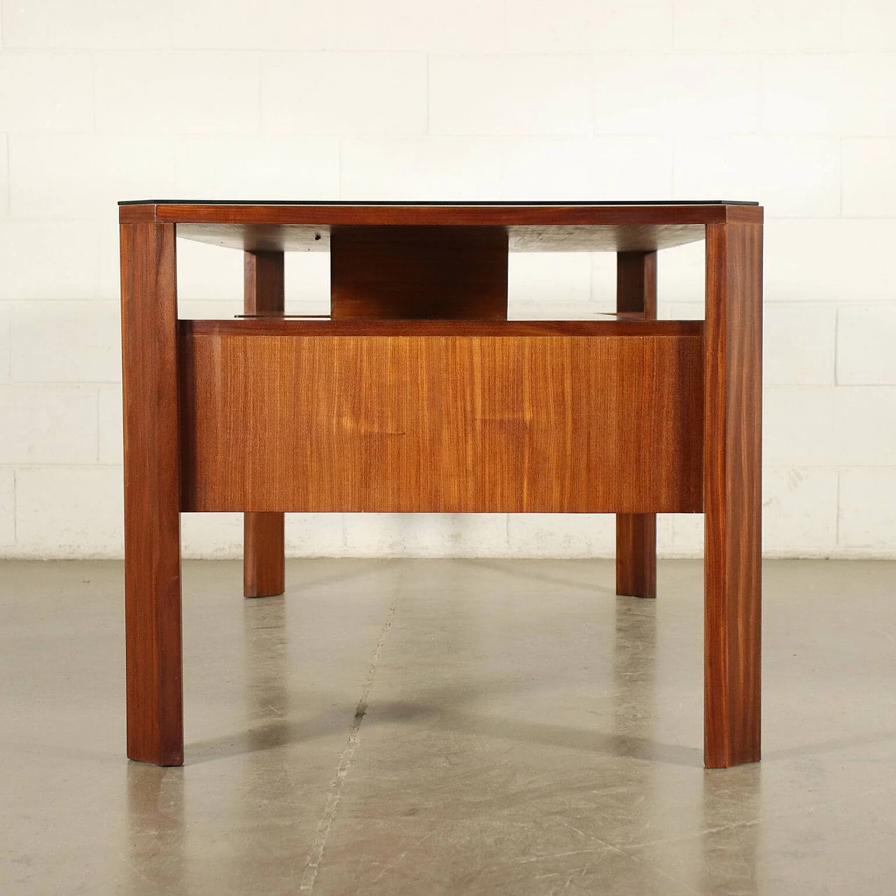 Desk in teak with glass top, 60s 1248775