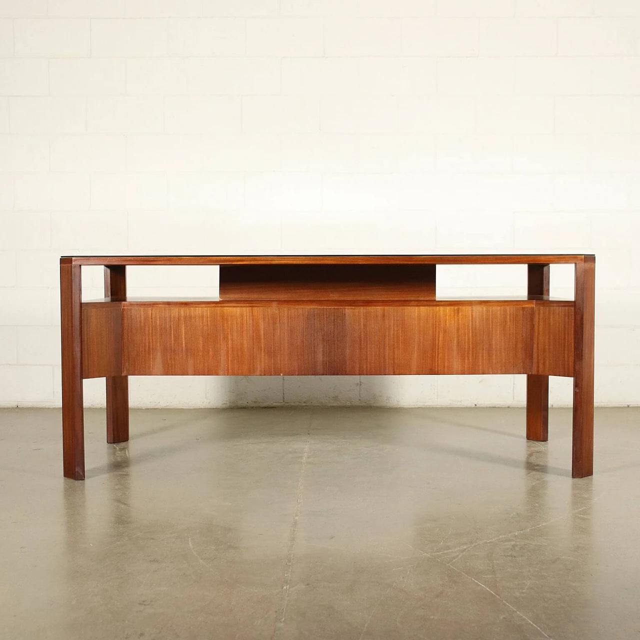 Desk in teak with glass top, 60s 1248776
