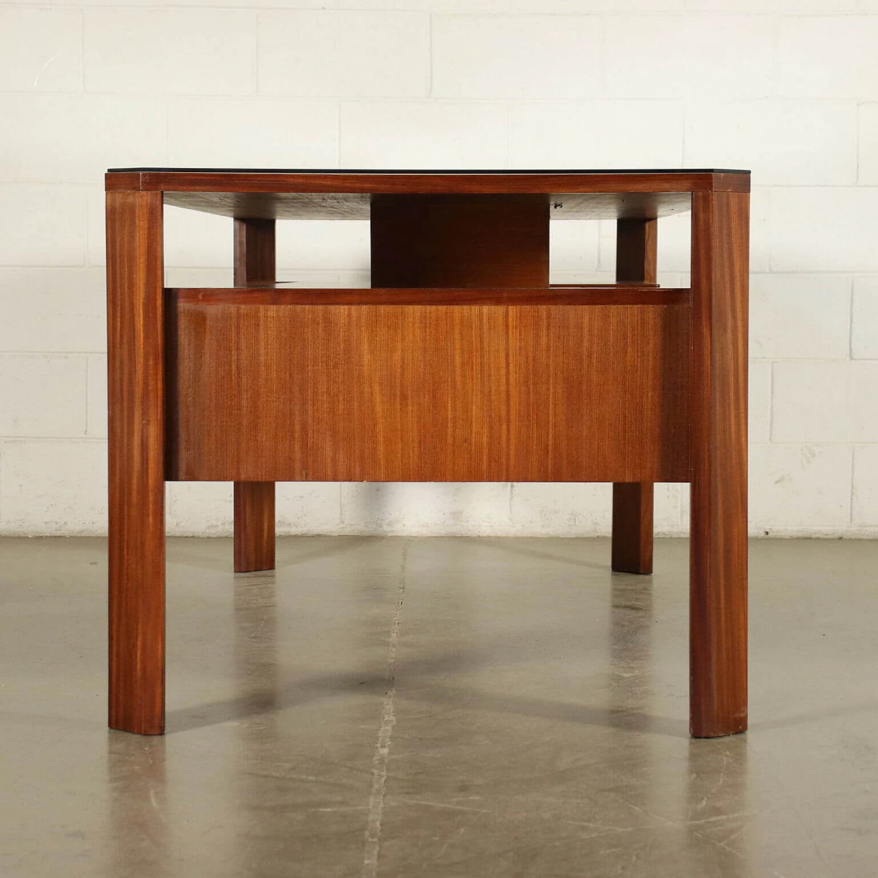 Desk in teak with glass top, 60s 1248777