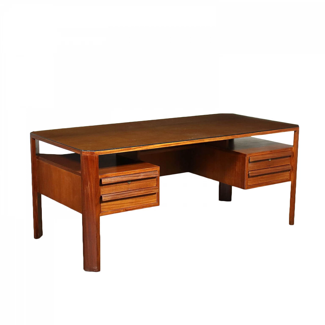 Desk in teak with glass top, 60s 1248778