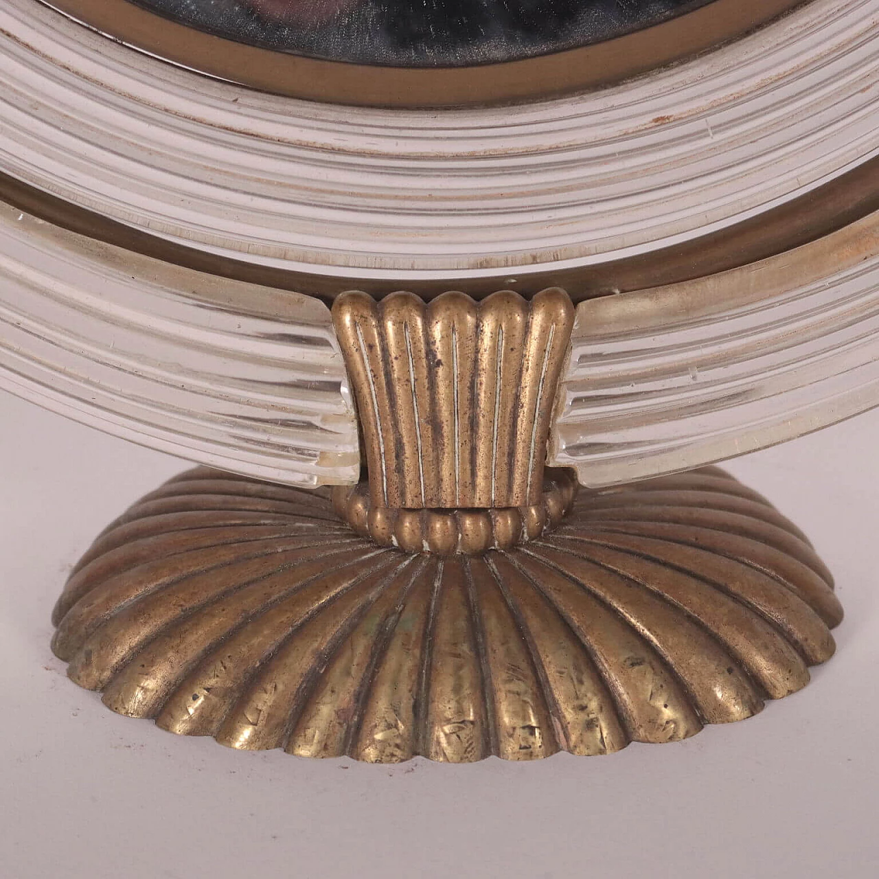 Specchio da tavolo in bronzo e vetro di Murano alla maniera di Barovier, anni '30 1248815