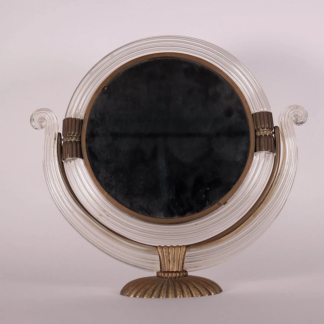 Table mirror in bronze and Murano glass in the manner of Barovier, 30s 1248817