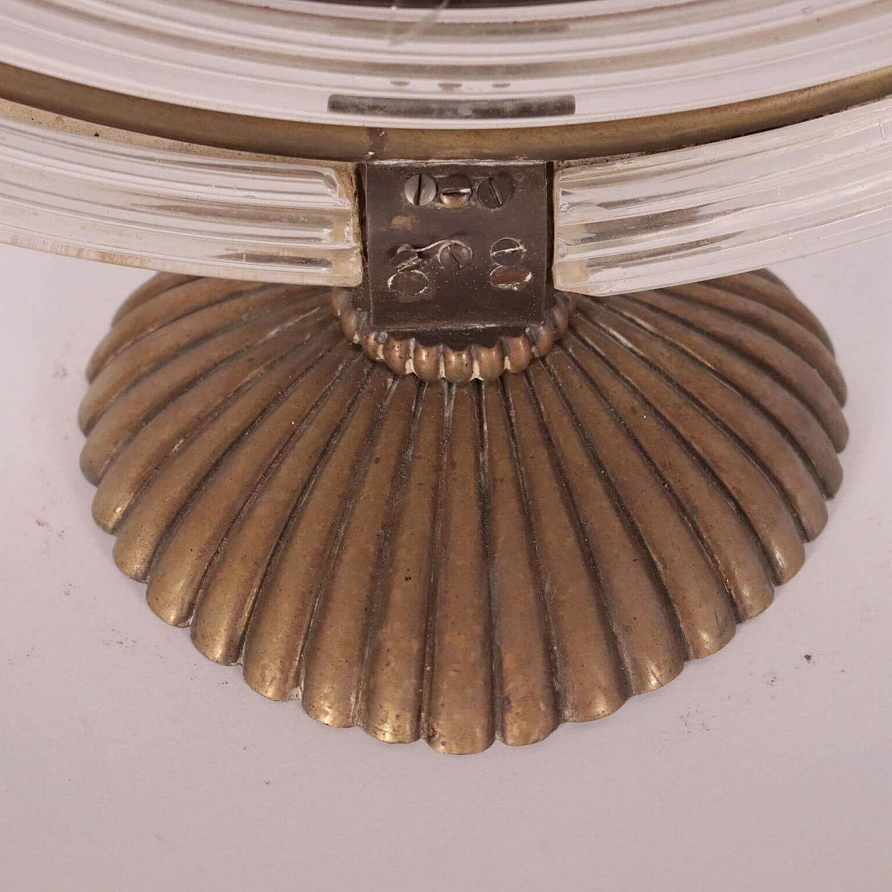 Specchio da tavolo in bronzo e vetro di Murano alla maniera di Barovier, anni '30 1248818