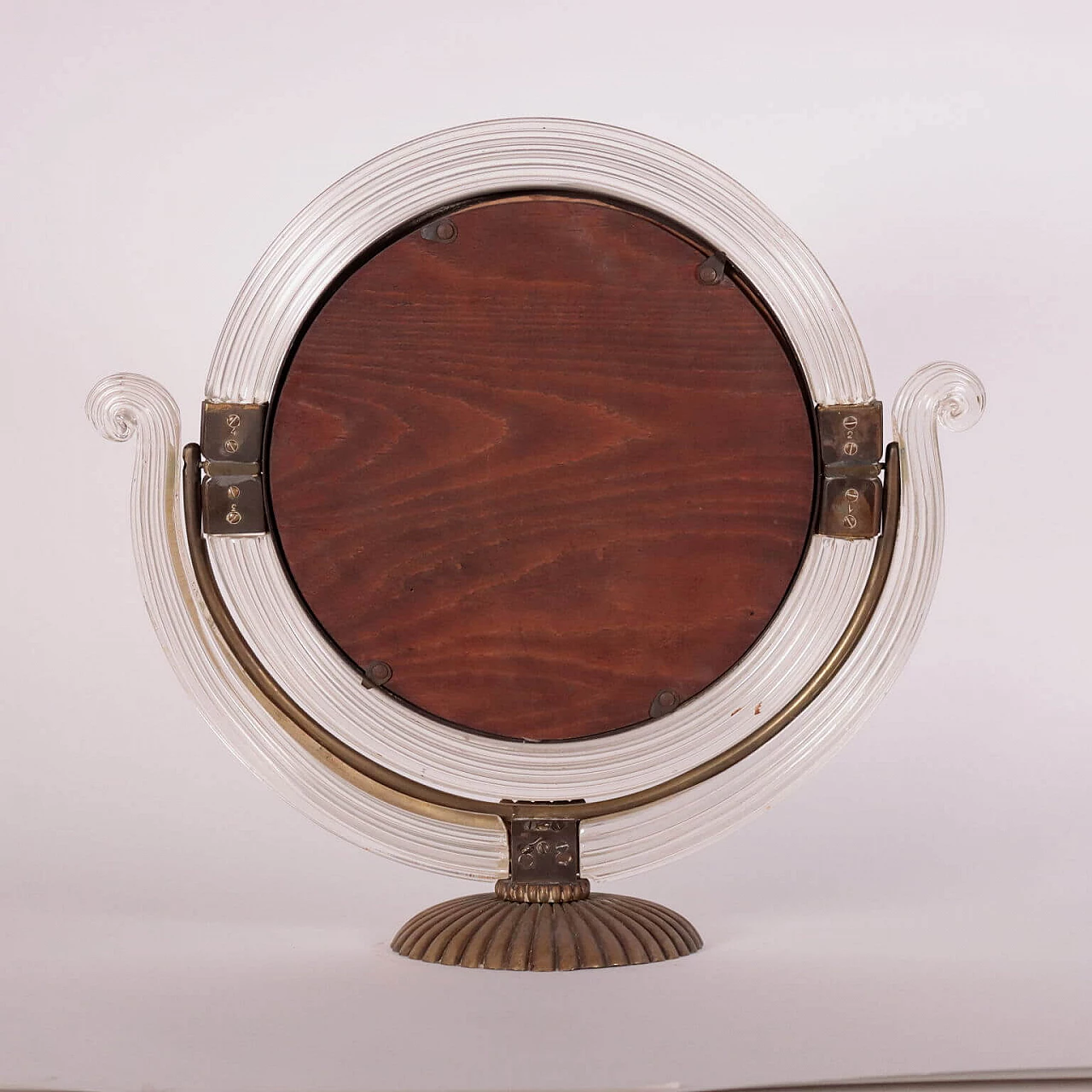 Specchio da tavolo in bronzo e vetro di Murano alla maniera di Barovier, anni '30 1248820