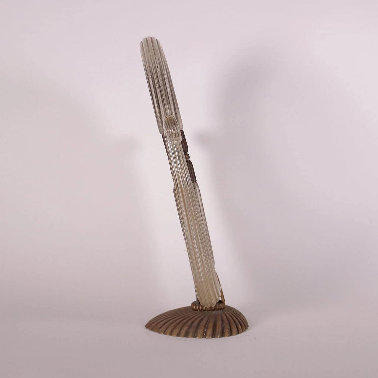 Specchio da tavolo in bronzo e vetro di Murano alla maniera di Barovier, anni '30 1248821