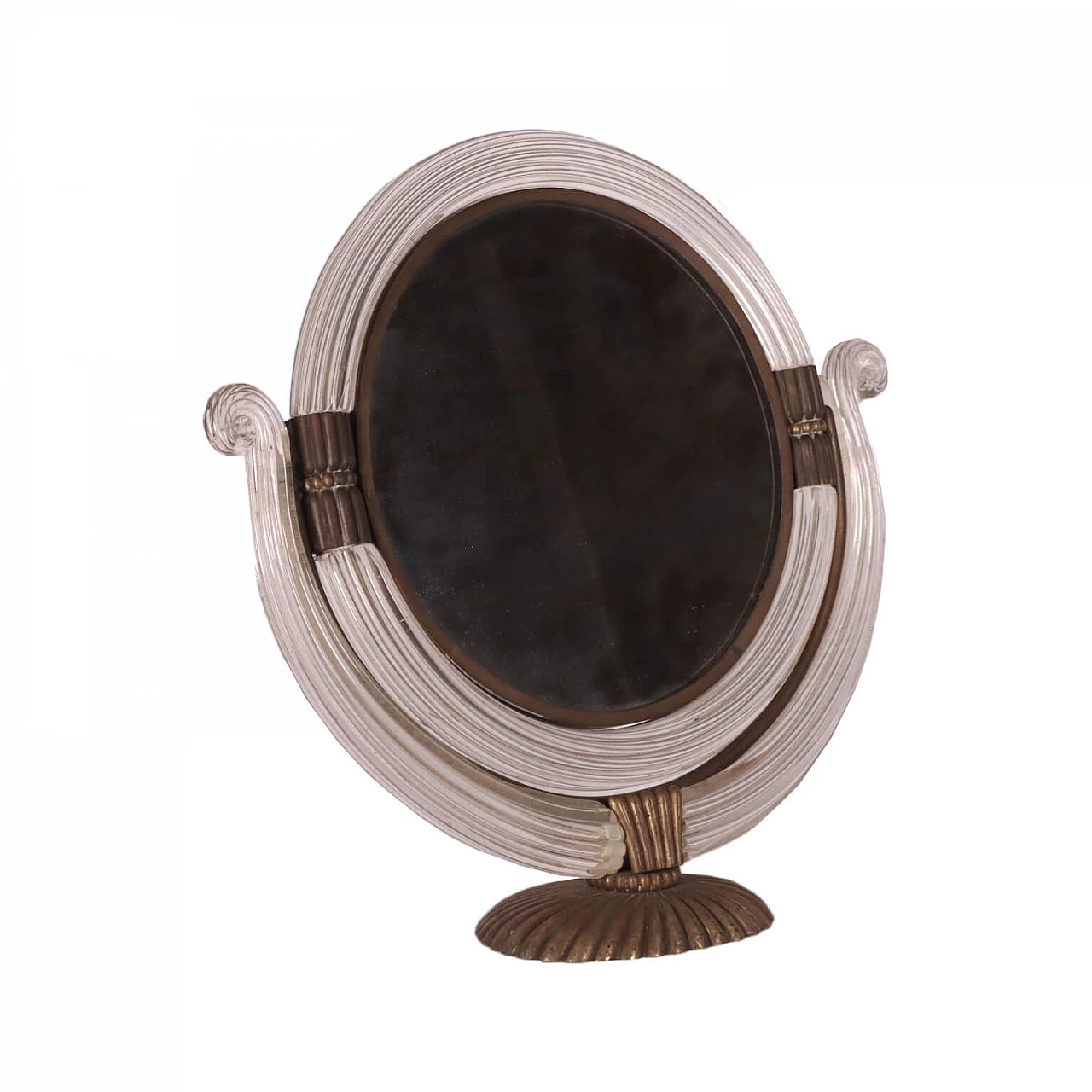 Table mirror in bronze and Murano glass in the manner of Barovier, 30s 1248822