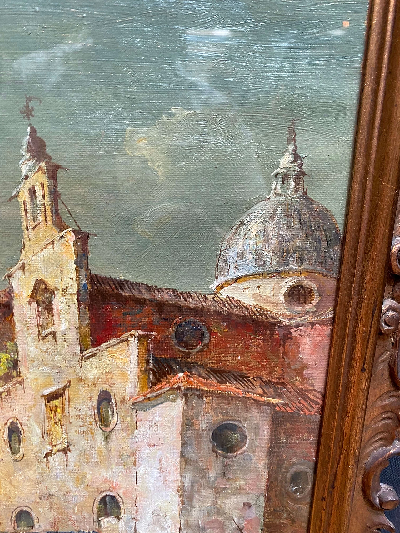 Coppia di vedute di Venezia ad olio di Eugenio Zeno, inizio '900 1248884