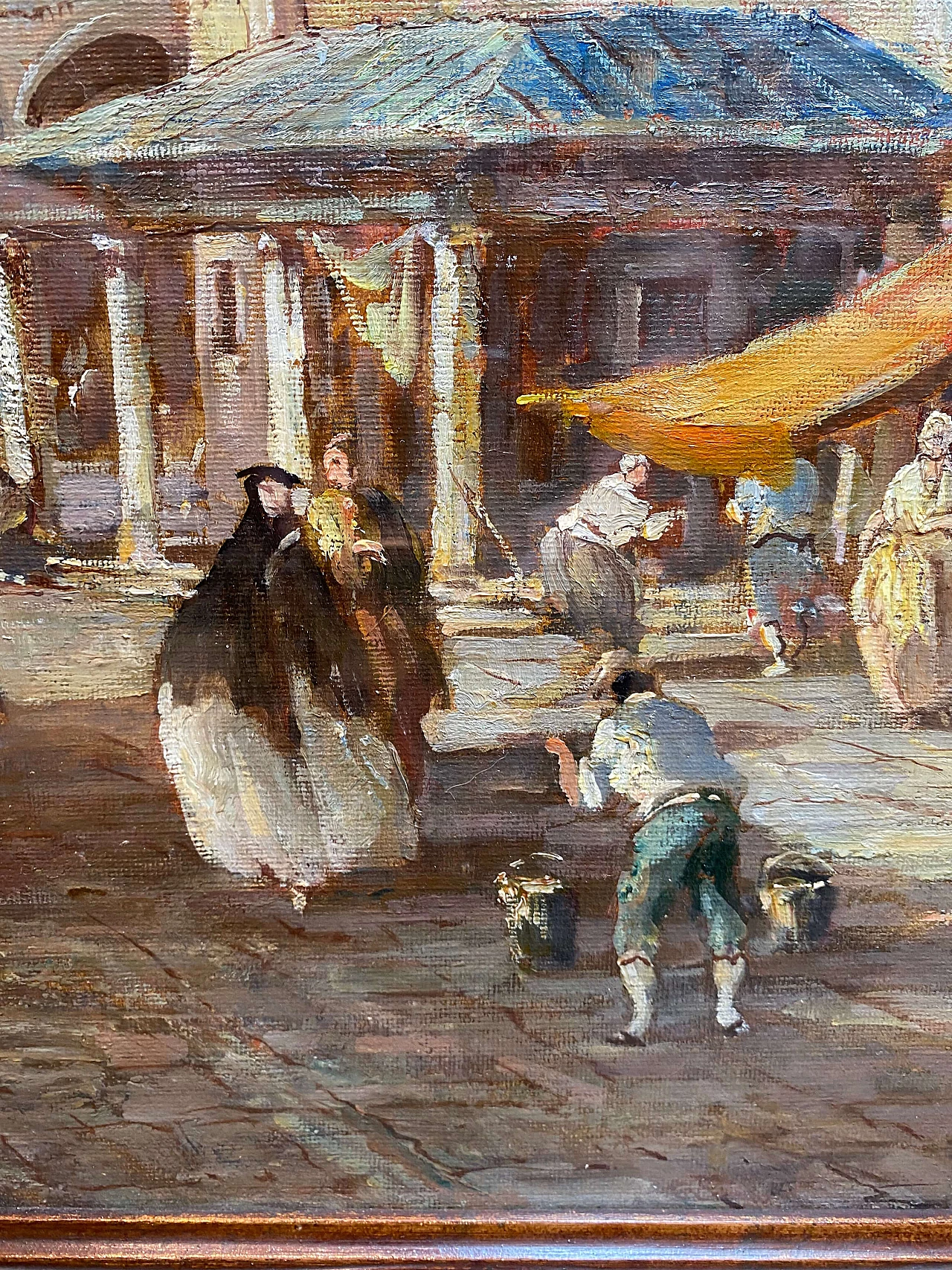 Coppia di vedute di Venezia ad olio di Eugenio Zeno, inizio '900 1248886