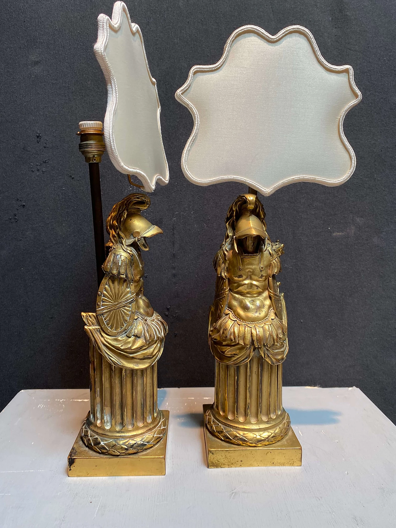 Coppia di abat jour in bronzo dorato, '800 1248930