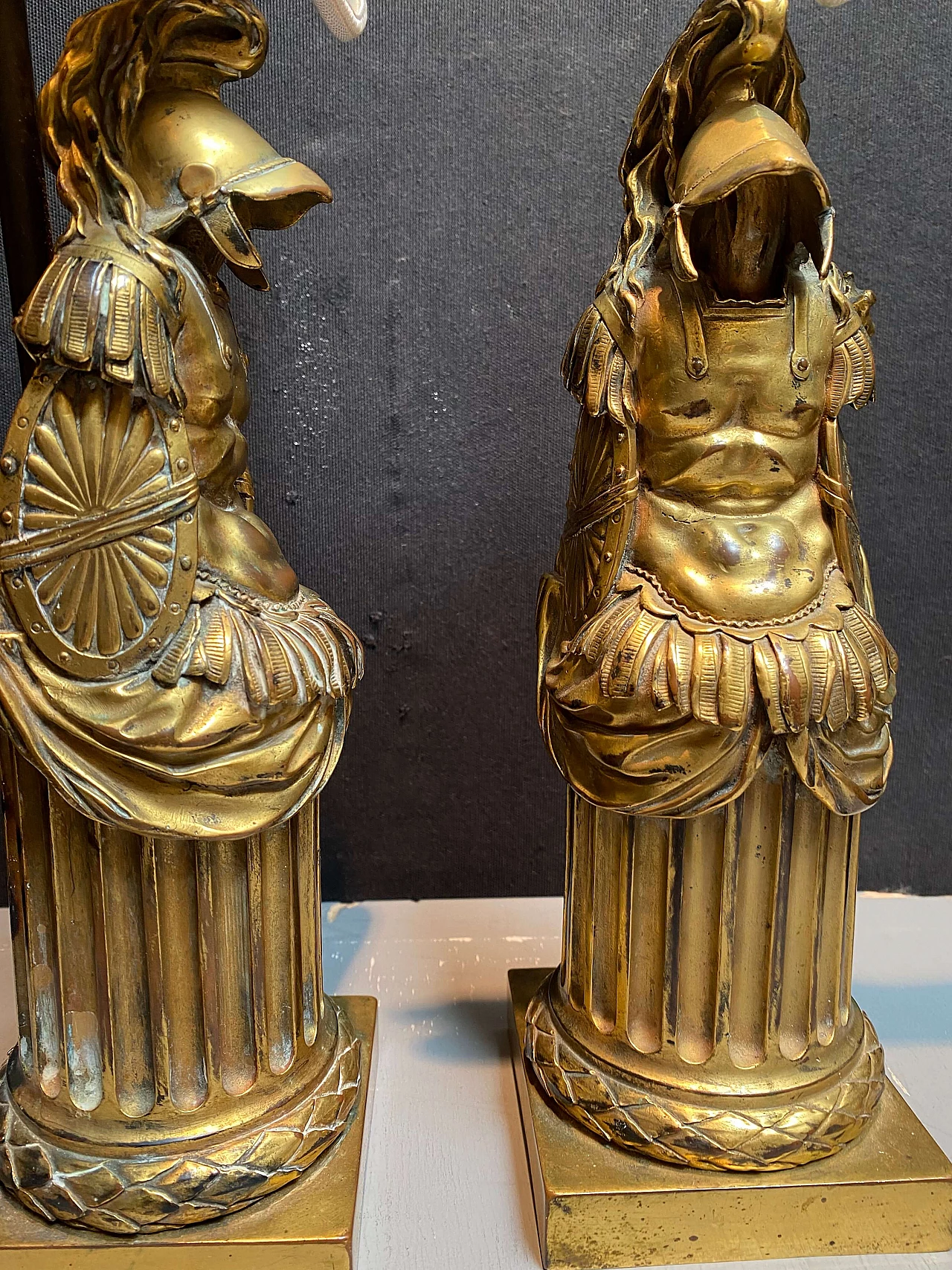 Coppia di abat jour in bronzo dorato, '800 1248931