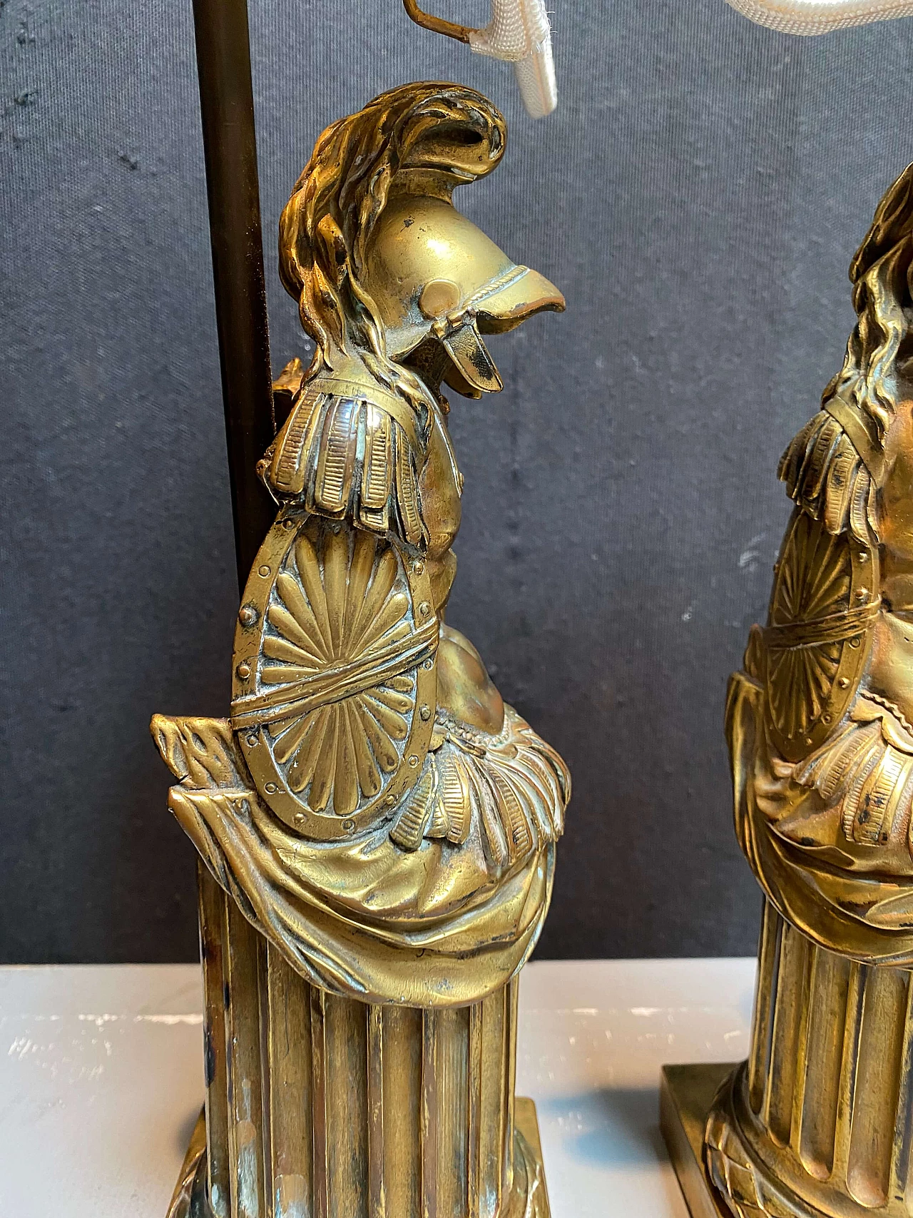 Coppia di abat jour in bronzo dorato, '800 1248932