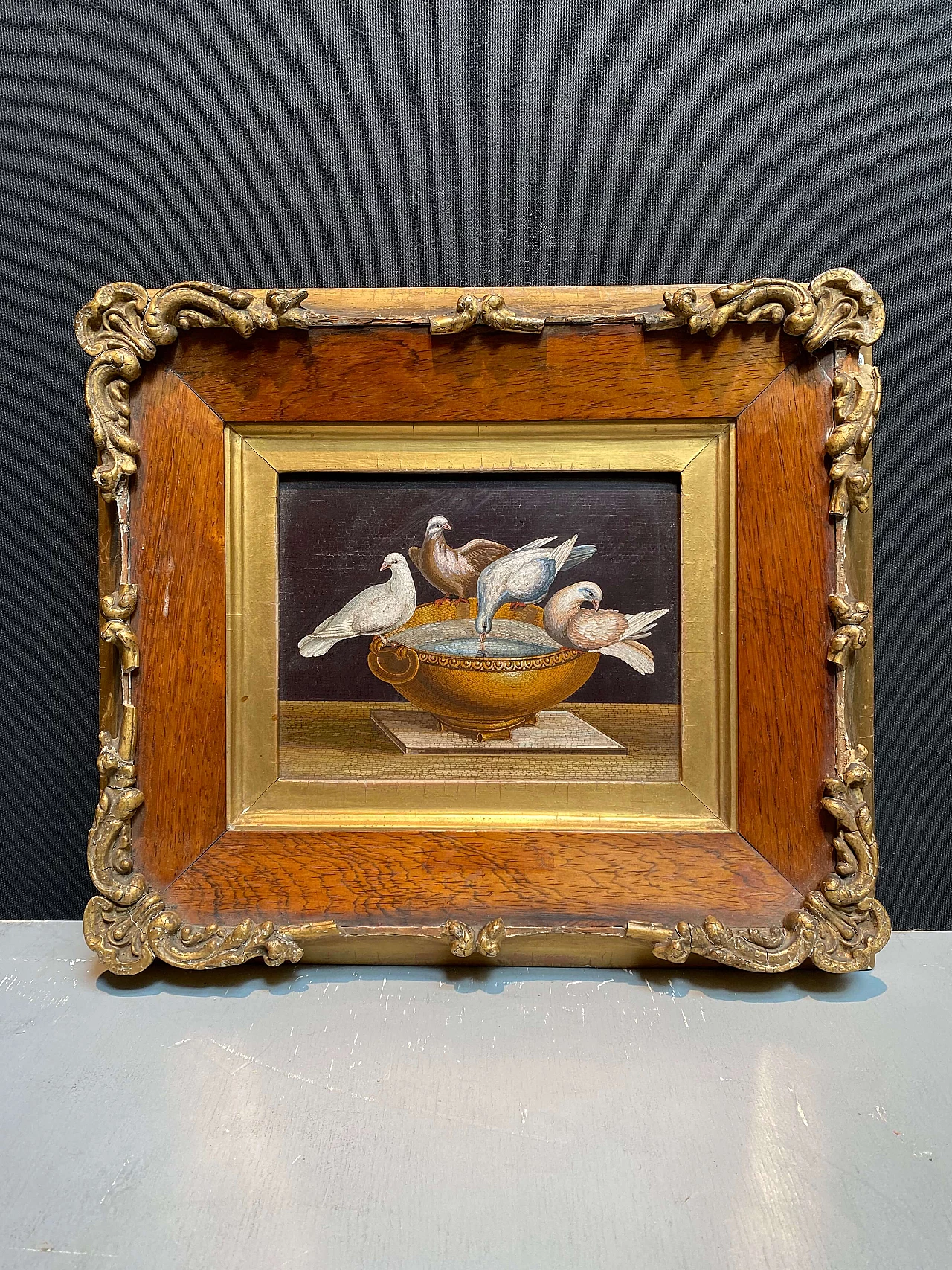 Quadretto in micromosaico con colombe, fine '600 1248936