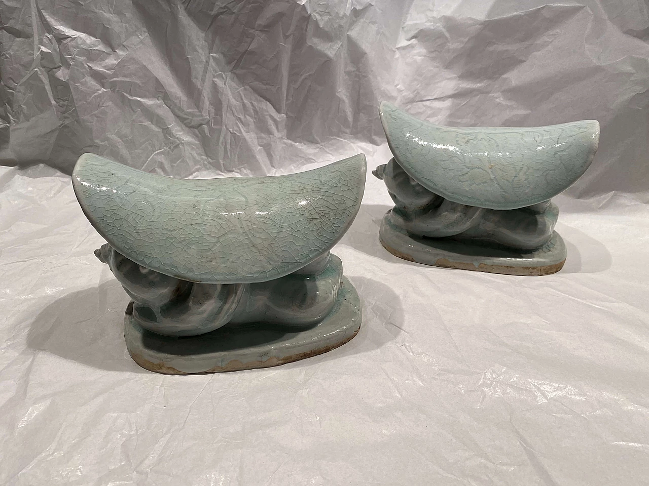 Pair of Chinese ceramic headrest 1249053