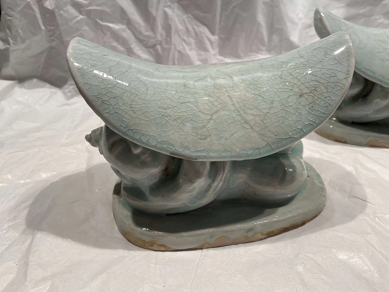 Pair of Chinese ceramic headrest 1249054