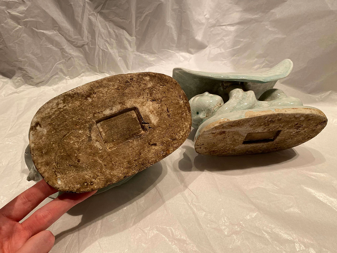 Pair of Chinese ceramic headrest 1249058