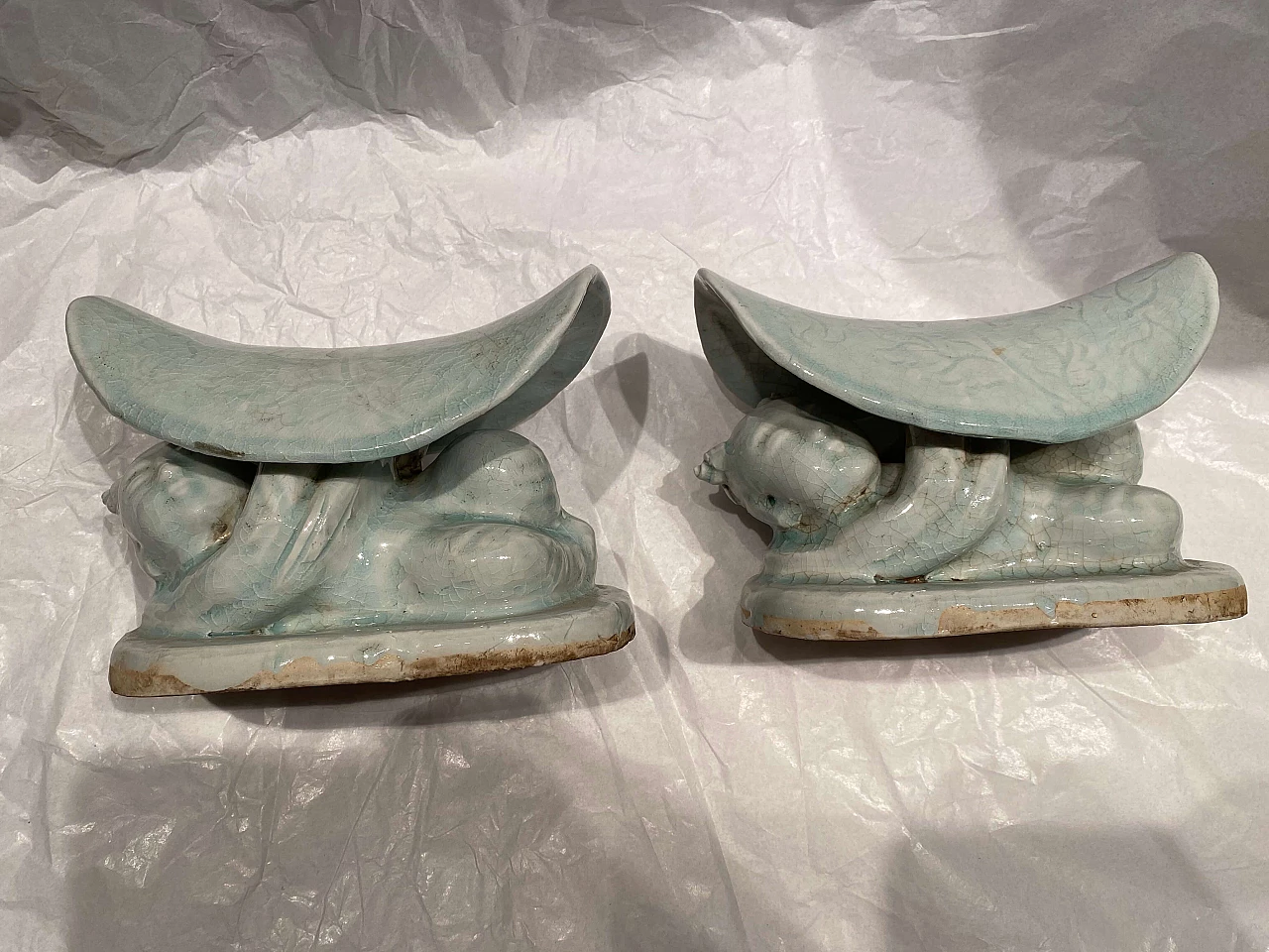 Pair of Chinese ceramic headrest 1249059