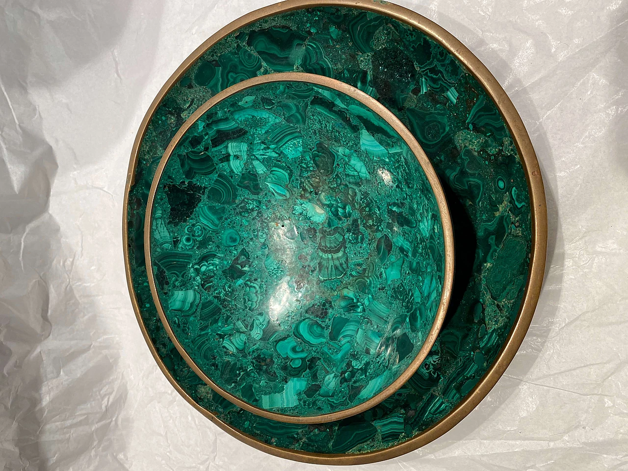 Pair of malachite and brass centerpieces 1249097