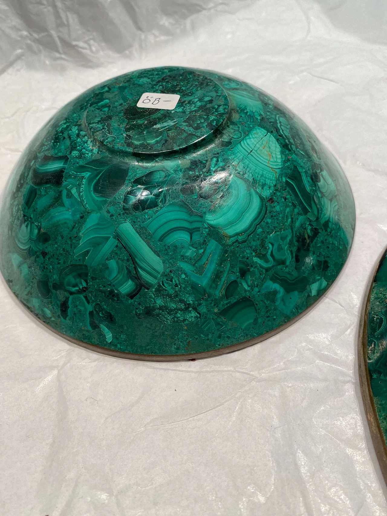 Coppia di centrotavola in malachite e ottone 1249101