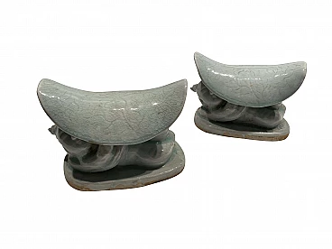 Pair of Chinese ceramic headrest