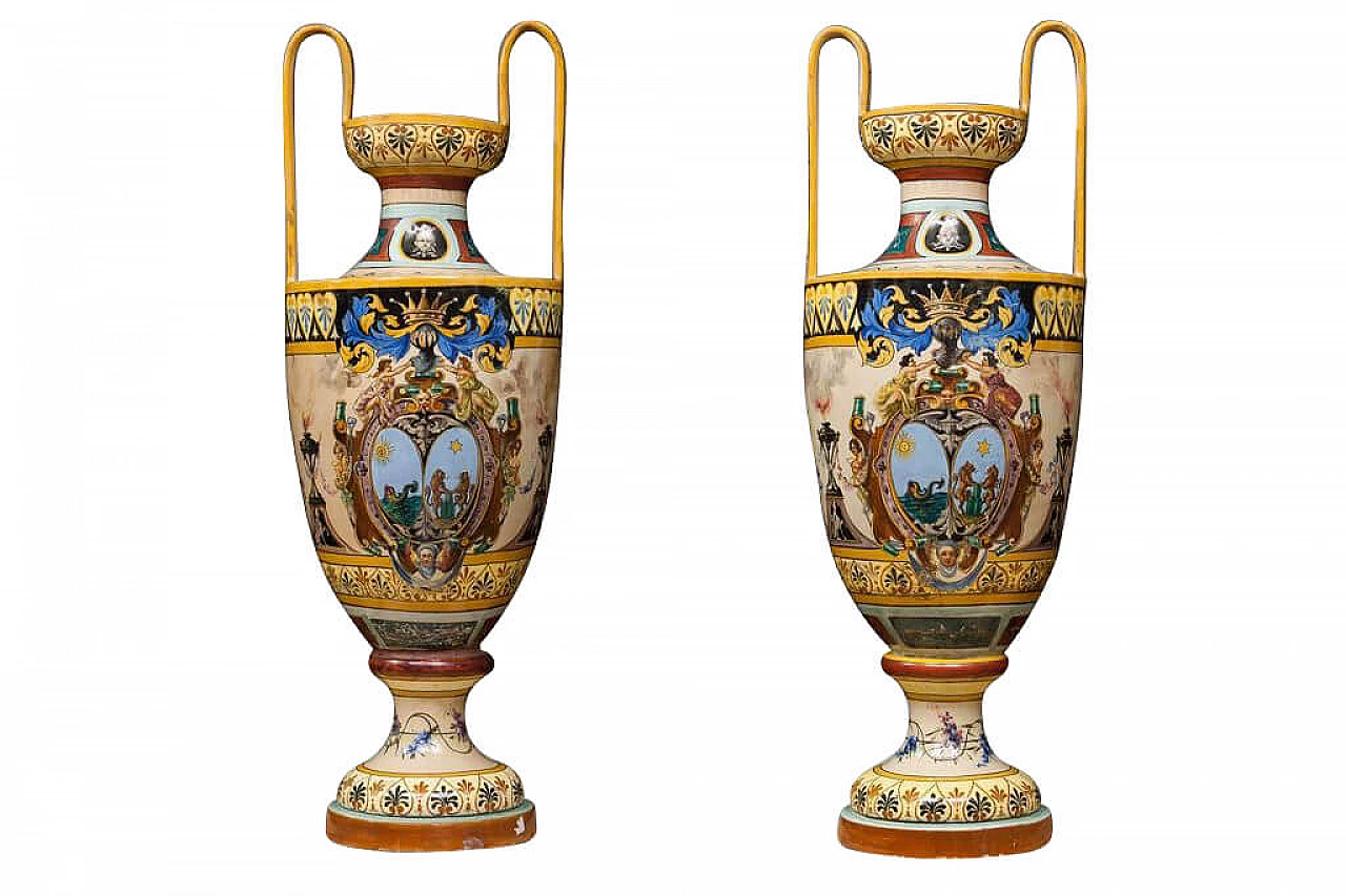 Pair of big Neapolitan vases, beginning '900 1249199