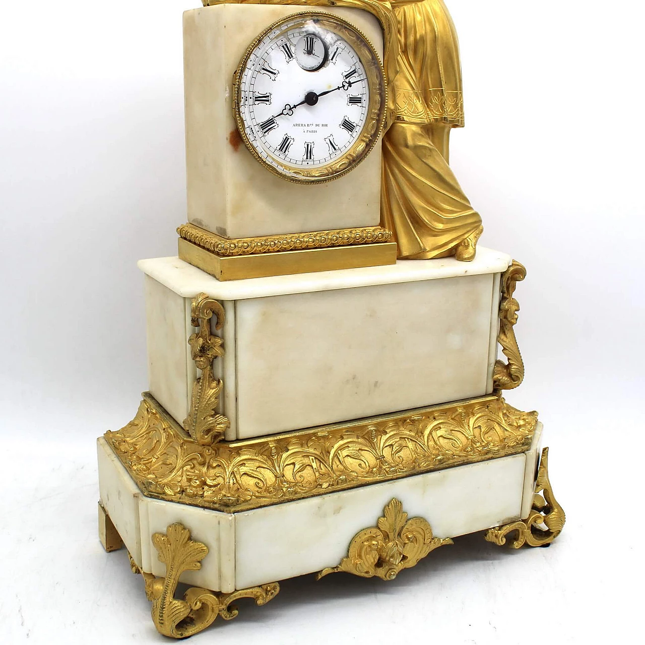 Orologio Luigi Filippo in bronzo dorato e marmo, '800 1249444