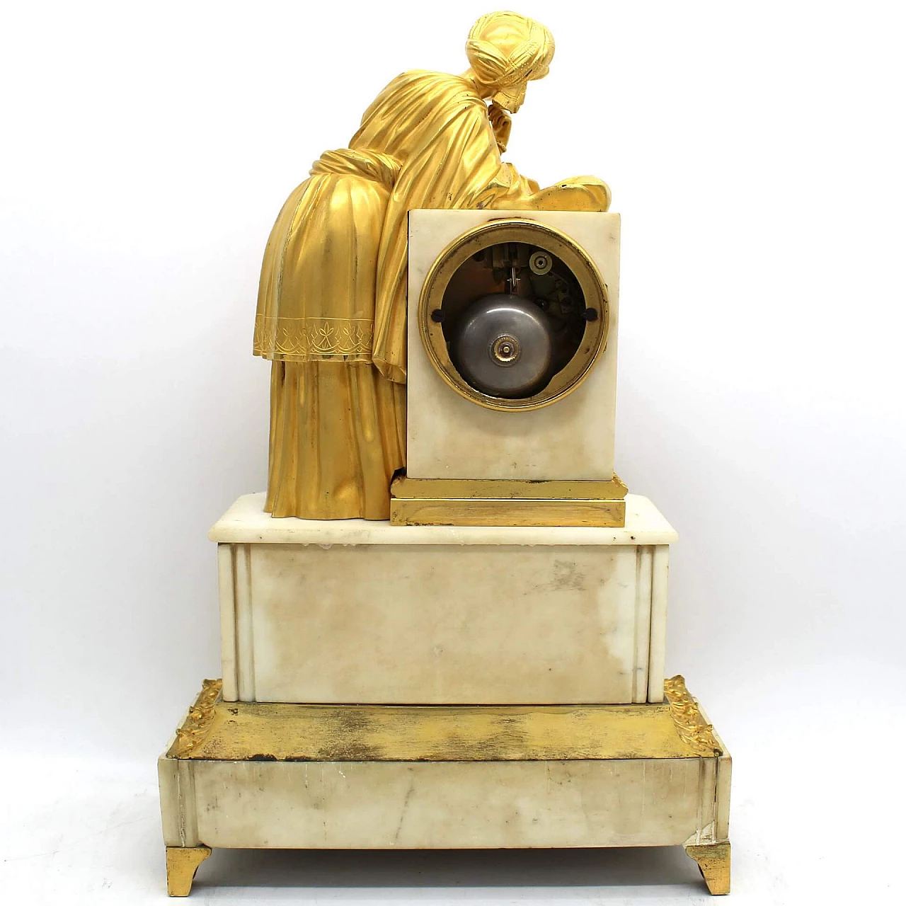 Orologio Luigi Filippo in bronzo dorato e marmo, '800 1249446